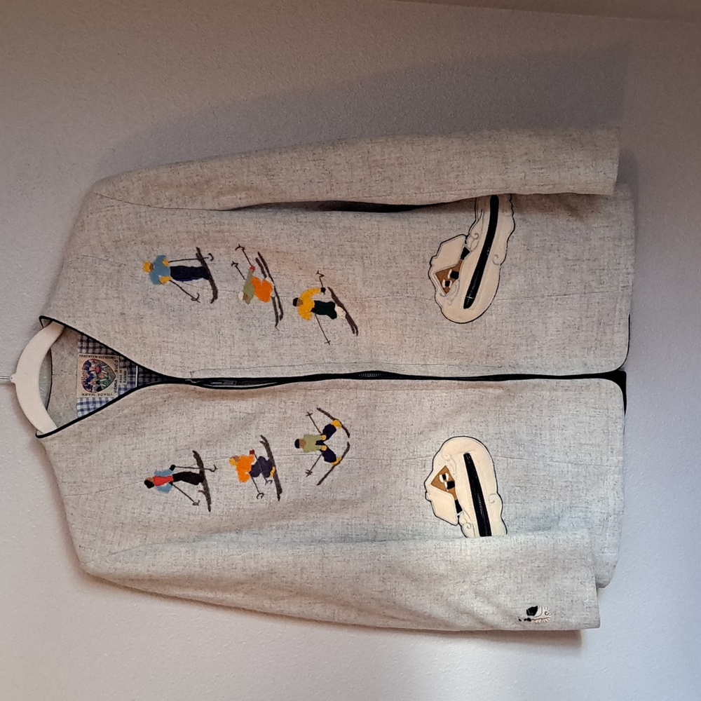Women's Vienna Buco Trachten-kleidung Wool With Felt Skiers Zip Jacket